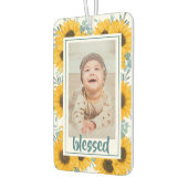 ひまわり賛美の家族の子供の写真 カーエアーフレッシュナー (左)