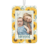 ひまわり賛美の家族の子供の写真 カーエアーフレッシュナー (裏面)