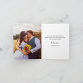 ひまわり赤いバラ素朴ティール（緑がかった色）ウッドフ結婚ォードズ サンキューカード (内部)