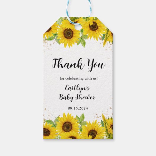 ひまわり赤ちゃんシャワーありがとう ギフトタグ (正面)