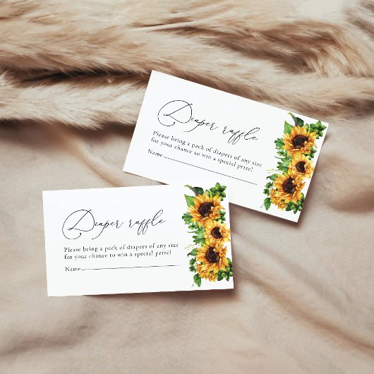 ひまわり赤ちゃんシャワーおむつラッフルエンクロージャカード エンクロージャーカード