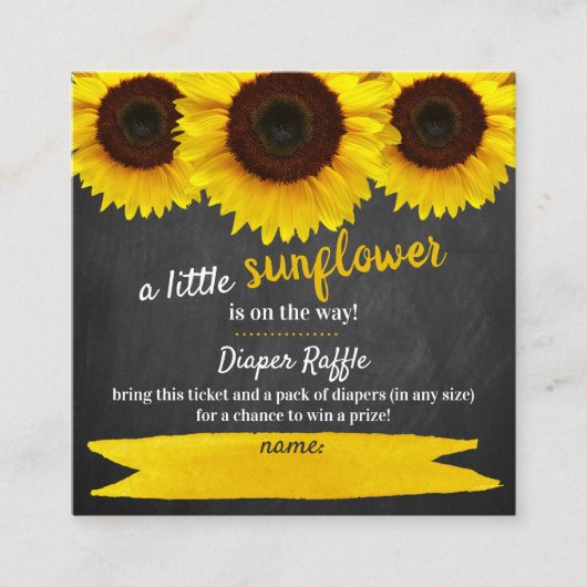 ひまわり赤ちゃんシャワーおむつラッフルエンクロージャカード エンクロージャーカード (正面)