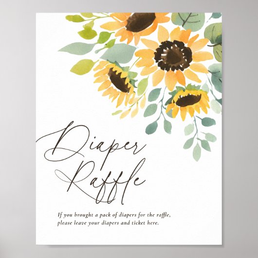 ひまわり赤ちゃんシャワーおむつラッフルサイン ポスター (正面)