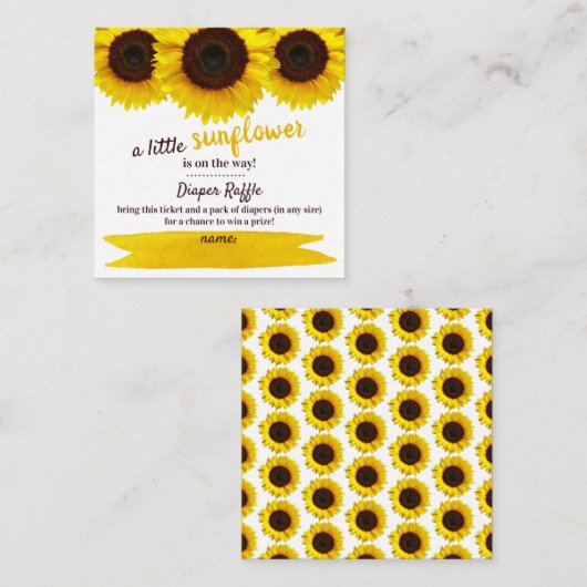 ひまわり赤ちゃんシャワーおむつラッフル エンクロージャーカード (正面/裏面)