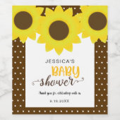 ひまわり赤ちゃんシャワーかわいい水玉模様花 ワインラベル (シングルラベル)