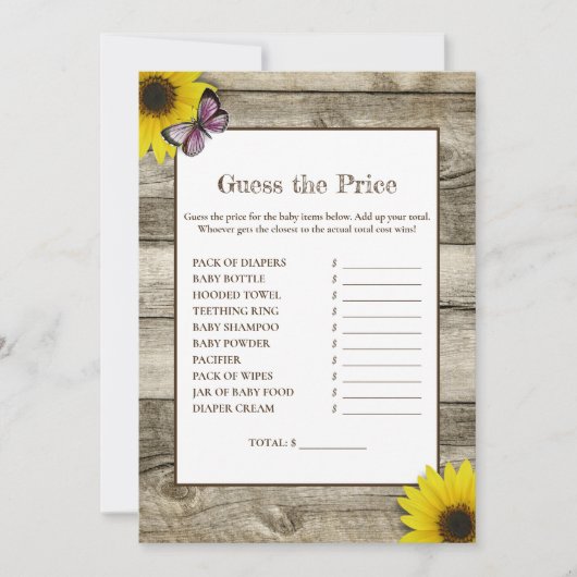 ひまわり赤ちゃんシャワーの価格を推測 |ピンク 招待状 (正面)