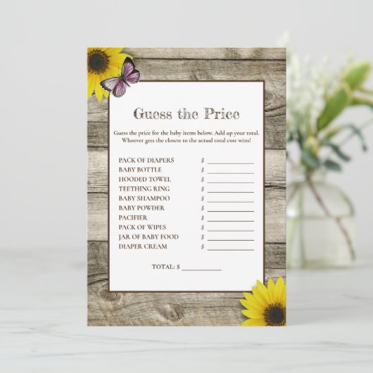 ひまわり赤ちゃんシャワーの価格を推測 |ピンク 招待状 (スタンド正面)