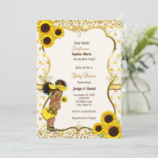 ひまわり赤ちゃんシャワーの招待状 招待状 (スタンド正面)