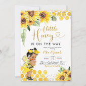 ひまわり赤ちゃんシャワーの途中に小さな蜂蜜がある 招待状 (正面)