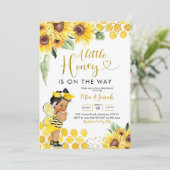ひまわり赤ちゃんシャワーの途中に小さな蜂蜜がある 招待状 (スタンド正面)