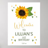 ひまわり赤ちゃんシャワーまたは誕生日ウェルカムサイン ポスター (正面)