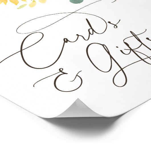 ひまわり赤ちゃんシャワーカードとギフトサイン ポスター (角)