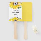 ひまわり赤ちゃんシャワーシックな水彩フローラ ハンドファン (正面&裏面)