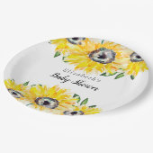 ひまわり赤ちゃんシャワースクリプトパーソナライズされたフローラ ペーパープレート (アングル)