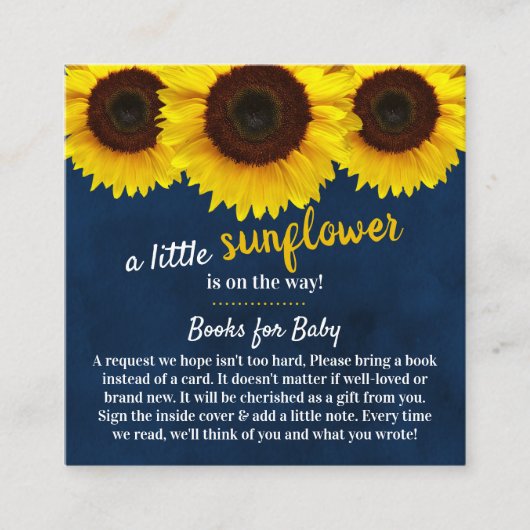 ひまわり赤ちゃんシャワーブックリクエスト囲いカード エンクロージャーカード (正面)