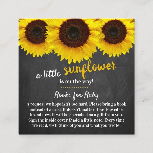 ひまわり赤ちゃんシャワーブックリクエスト囲いカード エンクロージャーカード (正面)