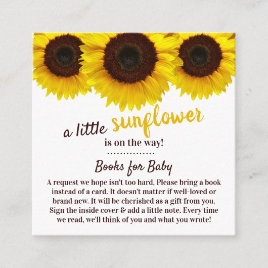 ひまわり赤ちゃんシャワーブックリクエスト エンクロージャーカード (正面)