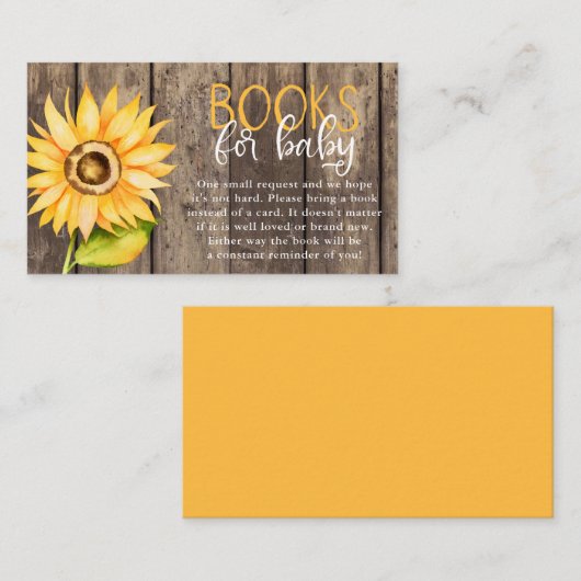 ひまわり赤ちゃんシャワーブックリクエスト エンクロージャーカード (正面/裏面)