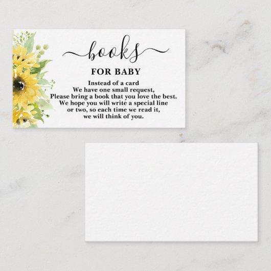 ひまわり赤ちゃんシャワーベビー用ブック エンクロージャーカード (正面/裏面)