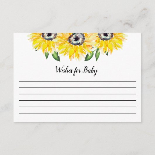 ひまわり赤ちゃんシャワーベビー素朴 エンクロージャーカード (正面)