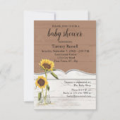 ひまわり赤ちゃんシャワーホワイトウォッシュバーンドウッド 出欠カード (正面)