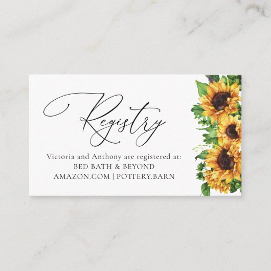ひまわり赤ちゃんシャワーレジストリ囲みカード エンクロージャーカード (正面)