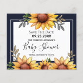 ひまわり赤ちゃんシャワー保存の日付招待状 (正面)