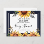 ひまわり赤ちゃんシャワー保存の日付招待状 ポストカード (正面/裏面)