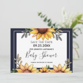 ひまわり赤ちゃんシャワー保存の日付招待状 招待状 (スタンド正面)