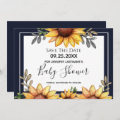 ひまわり赤ちゃんシャワー保存の日付招待状 招待状 (正面/裏面)