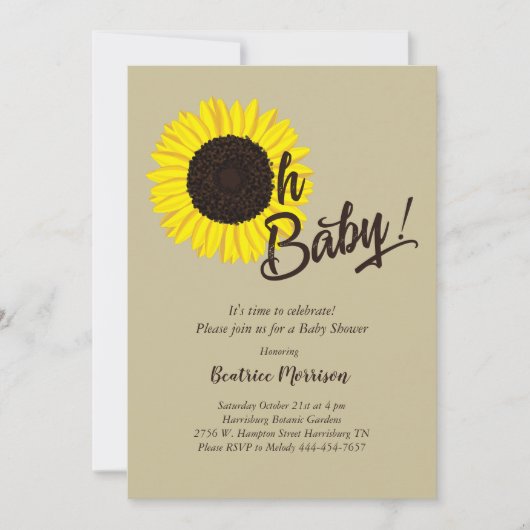 ひまわり赤ちゃんシャワー夏 招待状 (正面)