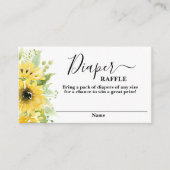 ひまわり赤ちゃんシャワー女の子おむつラッフルカード エンクロージャーカード (正面)