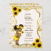 ひまわり赤ちゃんシャワー招待ひまわりマスク 招待状 (正面/裏面)