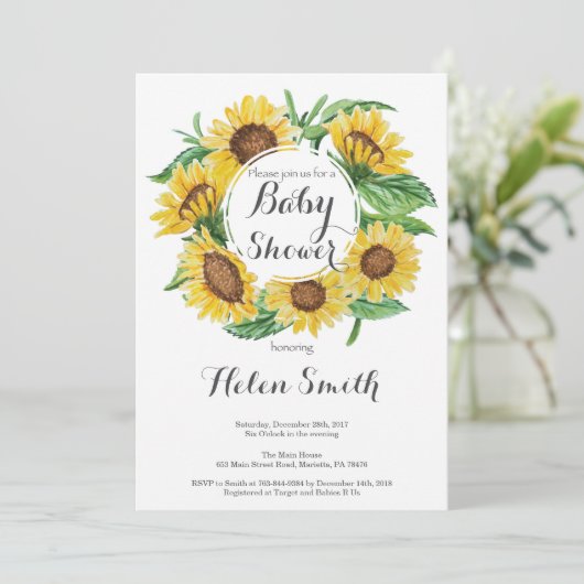 ひまわり赤ちゃんシャワー招待状 招待状 (スタンド正面)