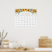 ひまわり赤ちゃんシャワー推定期日カレンダー ポスター (キッチン)