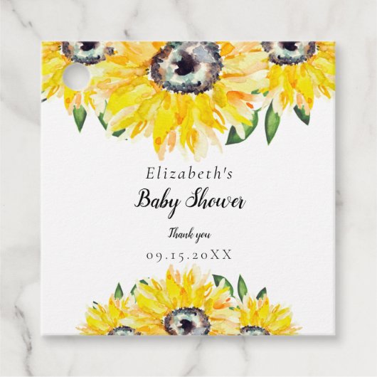 ひまわり赤ちゃんシャワー水彩フローラ フェイバータグ (正面)