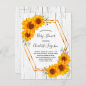ひまわり赤ちゃんシャワー素朴な木製の招待 ポストカード (正面/裏面)