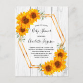 ひまわり赤ちゃんシャワー素朴な木製の招待 ポストカード (正面)