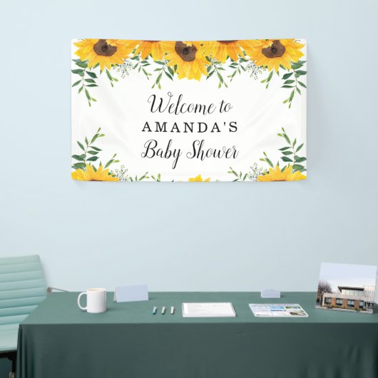 ひまわり赤ちゃんシャワー背景バナー 横断幕 (トレードショー)