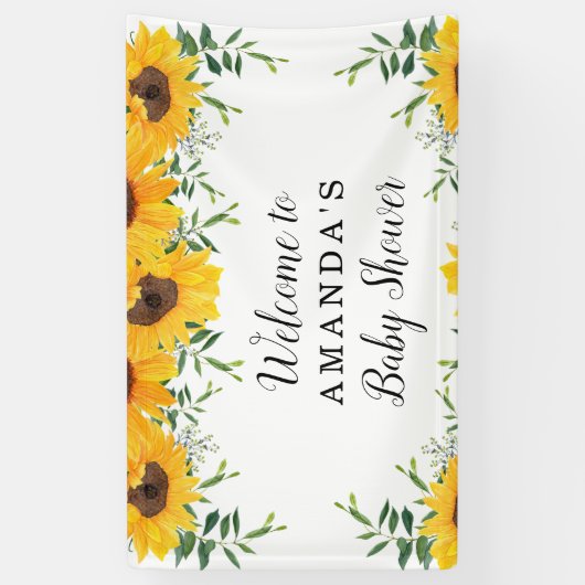 ひまわり赤ちゃんシャワー背景バナー 横断幕 (縦)