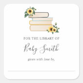 ひまわり赤ちゃんシャワー蔵書票シール スクエアシール (正面)