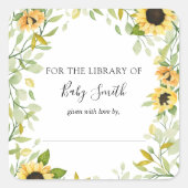 ひまわり赤ちゃんシャワー蔵書票シール スクエアシール (正面)