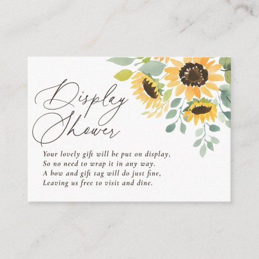 ひまわり赤ちゃんシャワー表示シャワー エンクロージャーカード (正面)