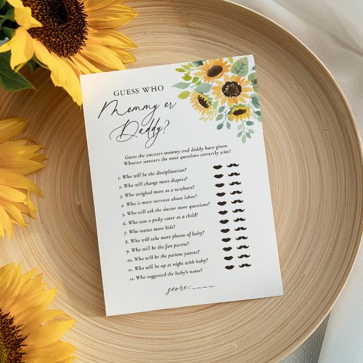 ひまわり赤ちゃんシャワー誰がママまたはパパ 招待状