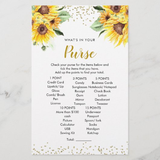 ひまわり赤ちゃんシャワー財布ゲーム中 (正面)