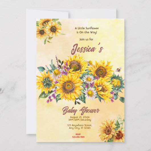 ひまわり赤ちゃんシャワー 招待状 (正面)
