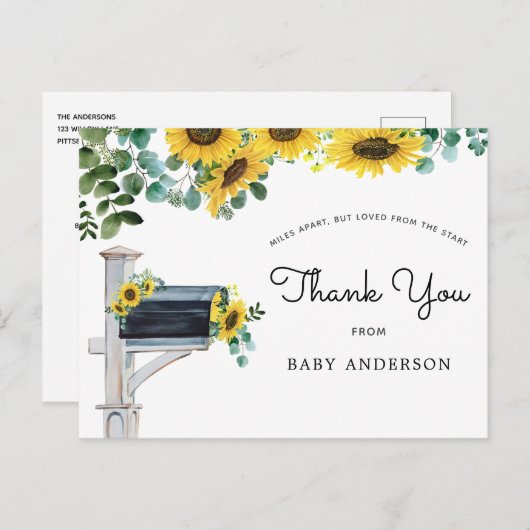 ひまわり赤ちゃんシャワーbyメールありがとう ポストカード (正面/裏面)