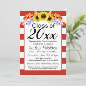 ひまわり赤ストライプ卒業パーティー 招待状 (スタンド正面)