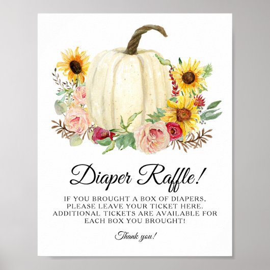 ひまわり赤ピンクフローラかぼちゃおむつラッフル ポスター (正面)