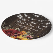 ひまわり赤素朴ローズカントリー結婚ウッド ペーパープレート (アングル)